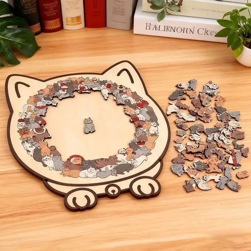 Relaxing Wooden Cat Puzzle