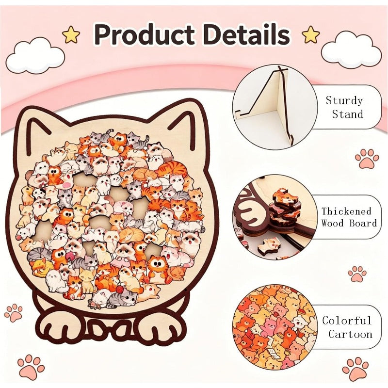 Relaxing Wooden Cat Puzzle