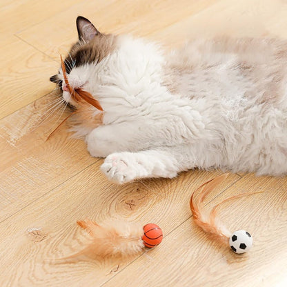 Interactive Feather Ball Toy Set for Cats
