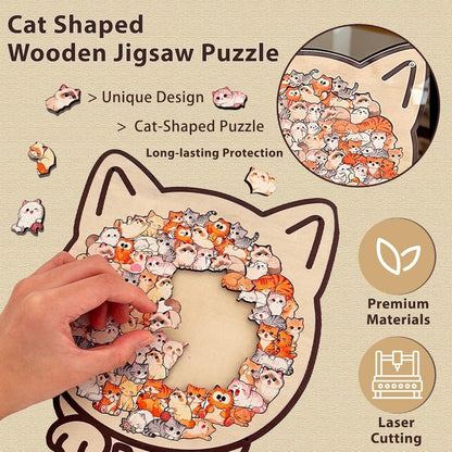 Relaxing Wooden Cat Puzzle