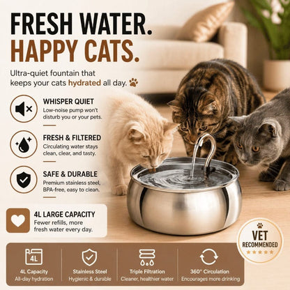 Ultra-Quiet Stainless Pet Fountain