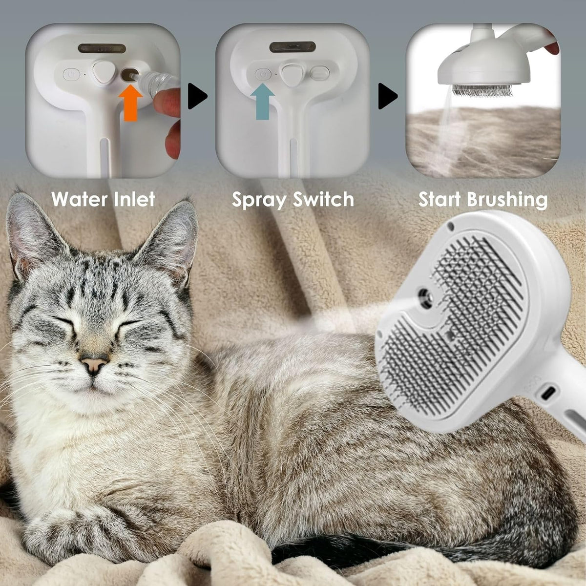 Mist Massage Brush sheddyMist PuffGroom Cat Brush