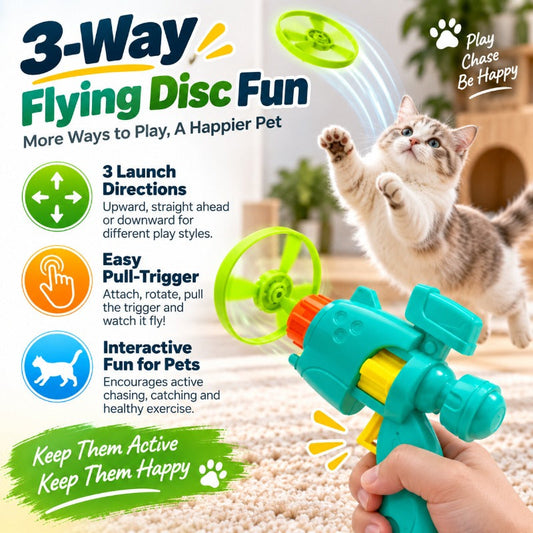 Light-Up Flying Disc Cat Launcher Set